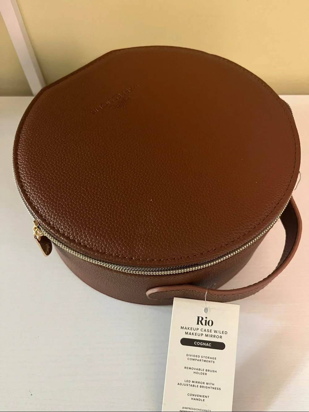 Rio Cognac Round Makeup Case with Handle